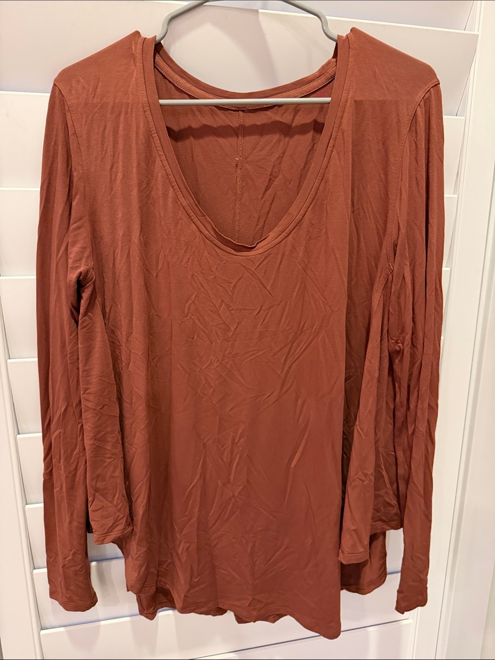 lululemon athletica Long Sleeve Scoop Neck Top - Rust Brown